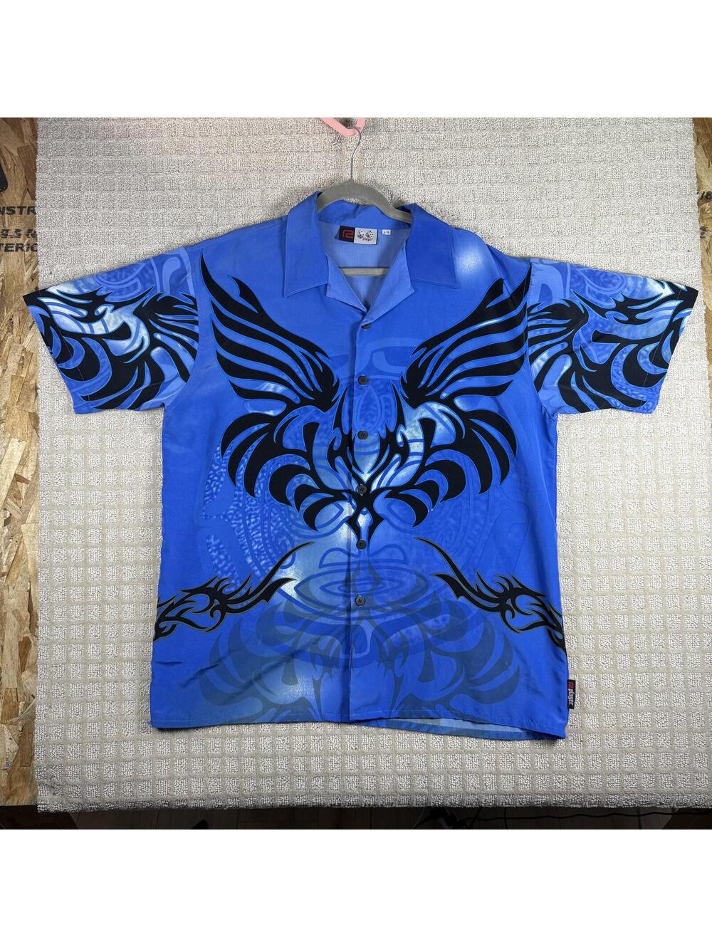 Y2K R2 Player Tribal Graphic Button Up Shirt Large